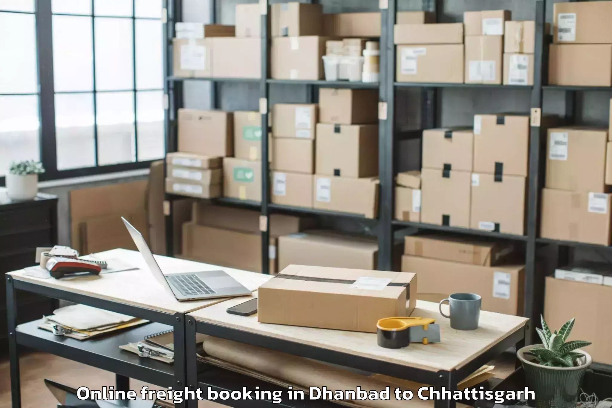 Reliable Dhanbad to Marwahi Online Freight Booking